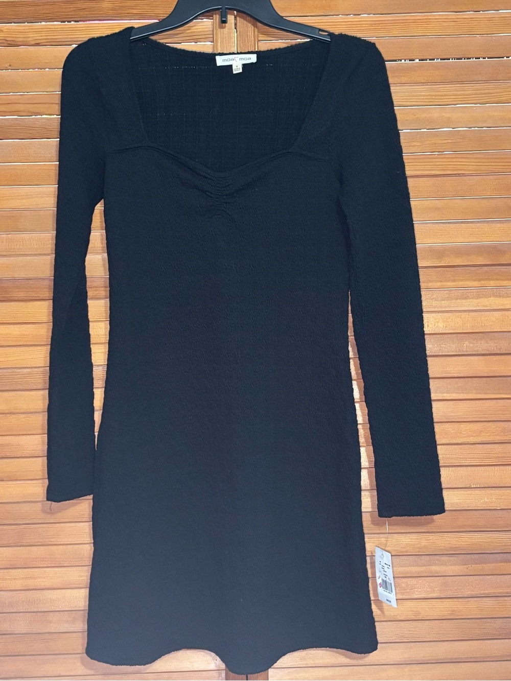 Moa Moa Black Long-Sleeve Knit Mini Dress